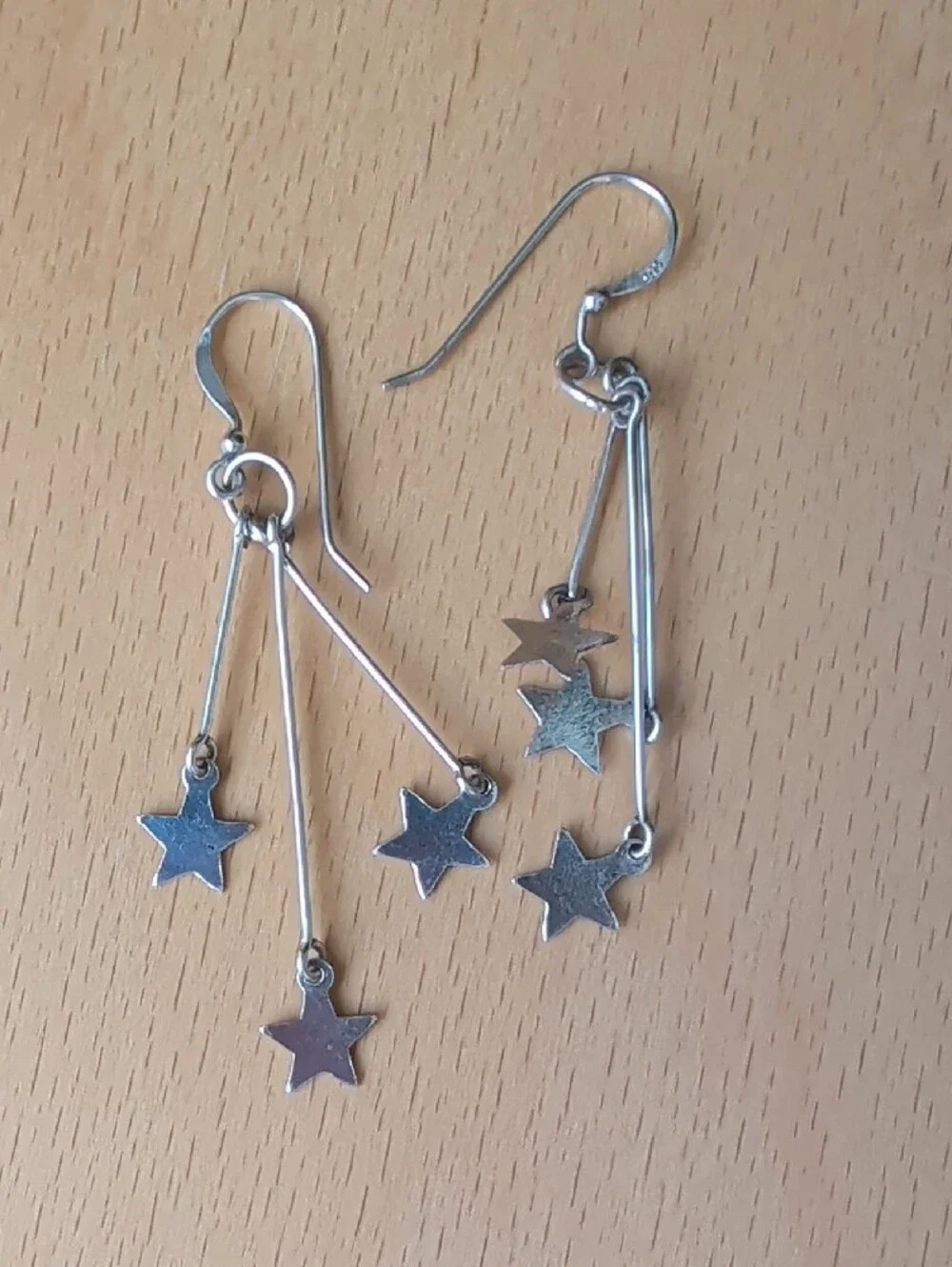 Sterling Silver Star Dangle Earrings - Silver